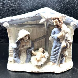 Navity Scene -hand Pained Resin. Mary, Joseph and Baby Jesus/ The Messiah